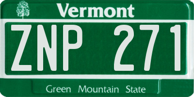 VT license plate ZNP271