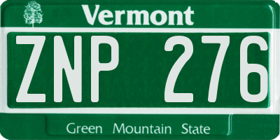 VT license plate ZNP276