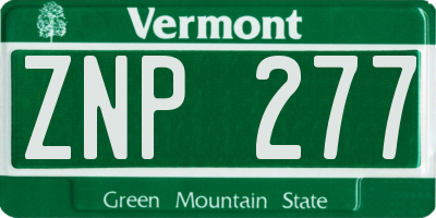 VT license plate ZNP277