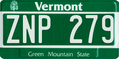 VT license plate ZNP279