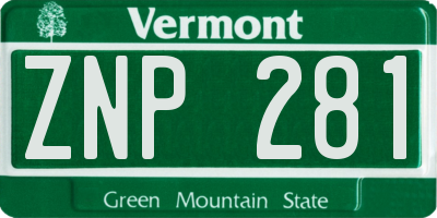 VT license plate ZNP281