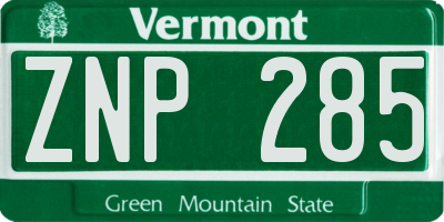 VT license plate ZNP285