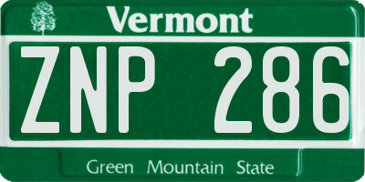 VT license plate ZNP286