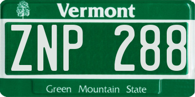 VT license plate ZNP288
