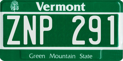 VT license plate ZNP291
