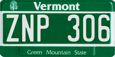 VT license plate ZNP306