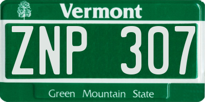 VT license plate ZNP307