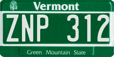 VT license plate ZNP312