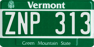 VT license plate ZNP313