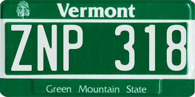 VT license plate ZNP318
