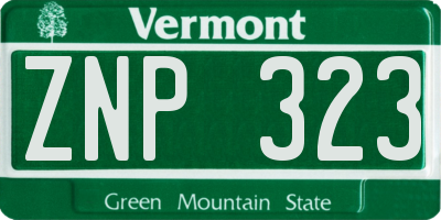 VT license plate ZNP323