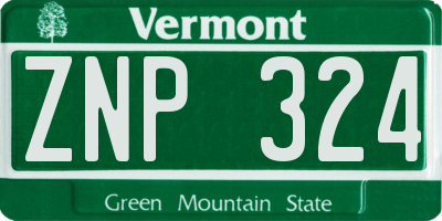 VT license plate ZNP324