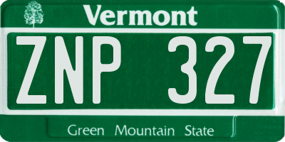 VT license plate ZNP327