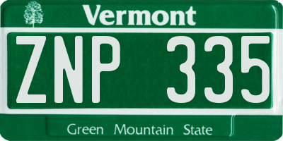 VT license plate ZNP335