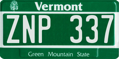 VT license plate ZNP337