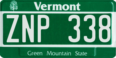 VT license plate ZNP338