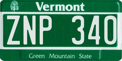 VT license plate ZNP340