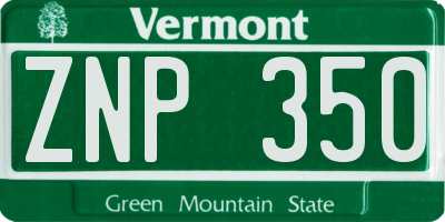VT license plate ZNP350