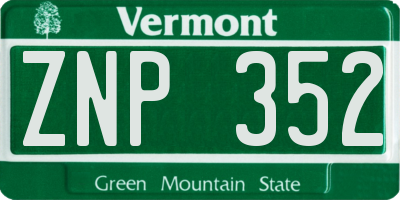 VT license plate ZNP352