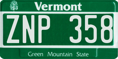 VT license plate ZNP358