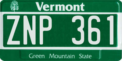 VT license plate ZNP361