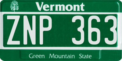 VT license plate ZNP363