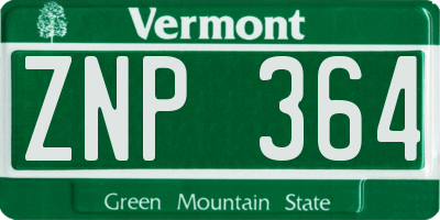 VT license plate ZNP364
