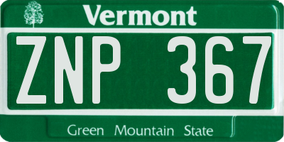 VT license plate ZNP367