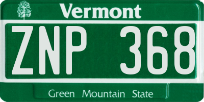 VT license plate ZNP368