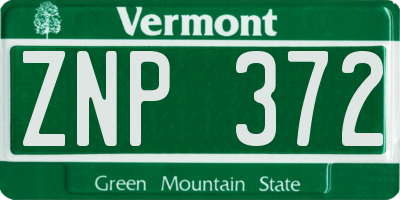 VT license plate ZNP372