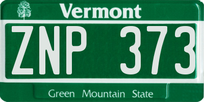 VT license plate ZNP373