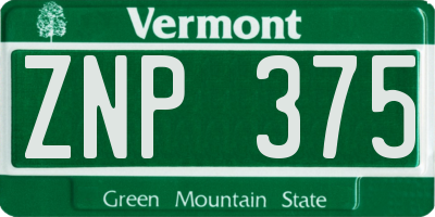 VT license plate ZNP375