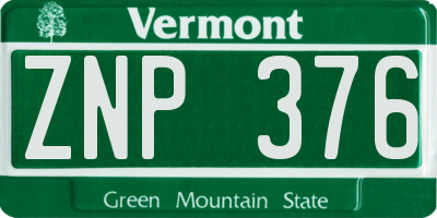 VT license plate ZNP376