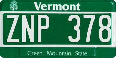 VT license plate ZNP378