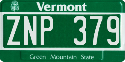 VT license plate ZNP379