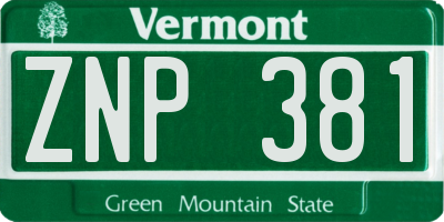 VT license plate ZNP381