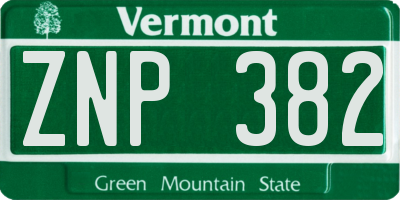 VT license plate ZNP382