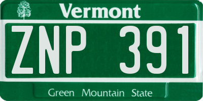 VT license plate ZNP391