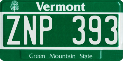 VT license plate ZNP393