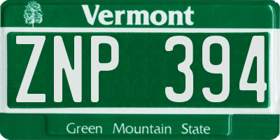 VT license plate ZNP394