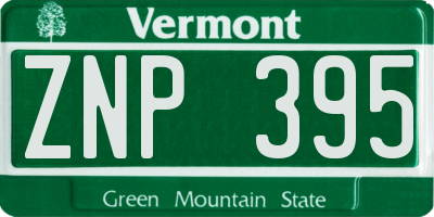 VT license plate ZNP395
