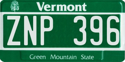 VT license plate ZNP396