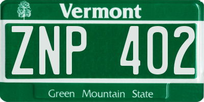 VT license plate ZNP402