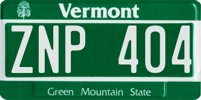 VT license plate ZNP404