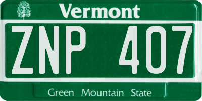 VT license plate ZNP407