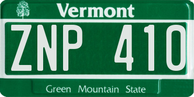 VT license plate ZNP410
