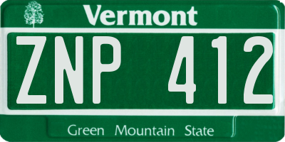 VT license plate ZNP412