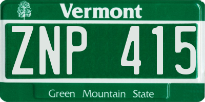 VT license plate ZNP415
