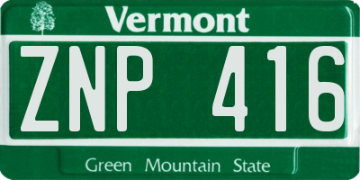 VT license plate ZNP416