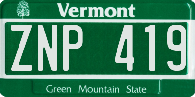 VT license plate ZNP419